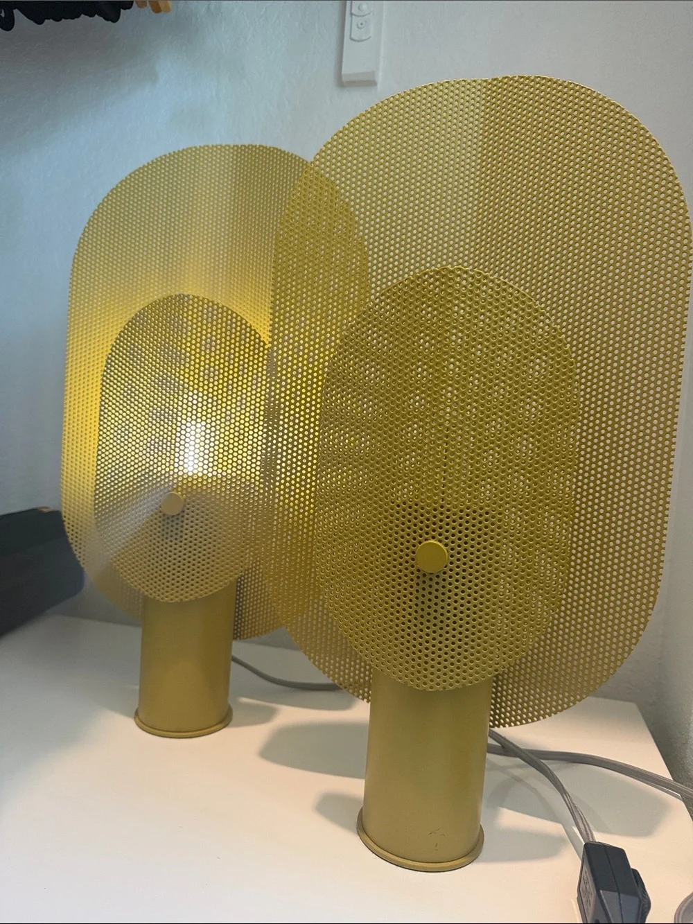 Blu Dot - Modern Perforated Metal Table Lamp set of 2 - Yellow